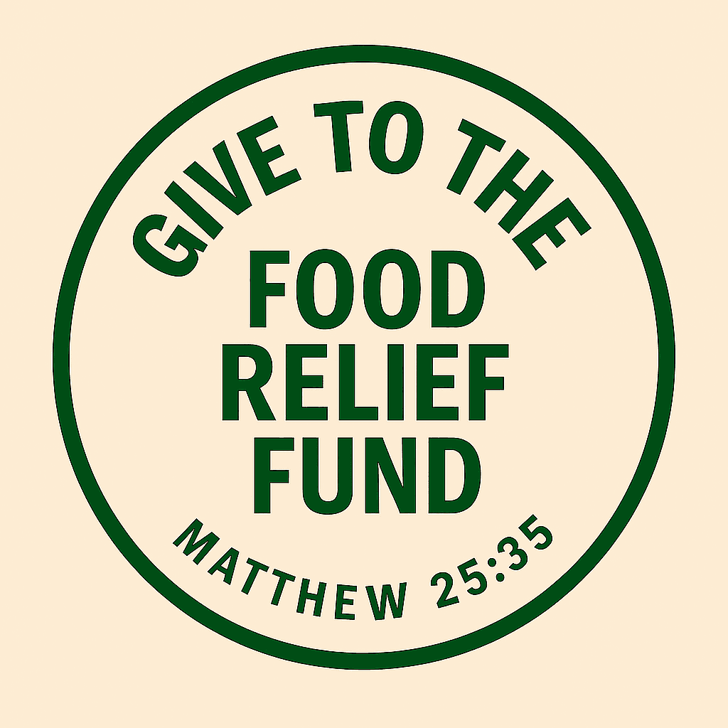 Food relief fund button from 2025 August Newsletter.