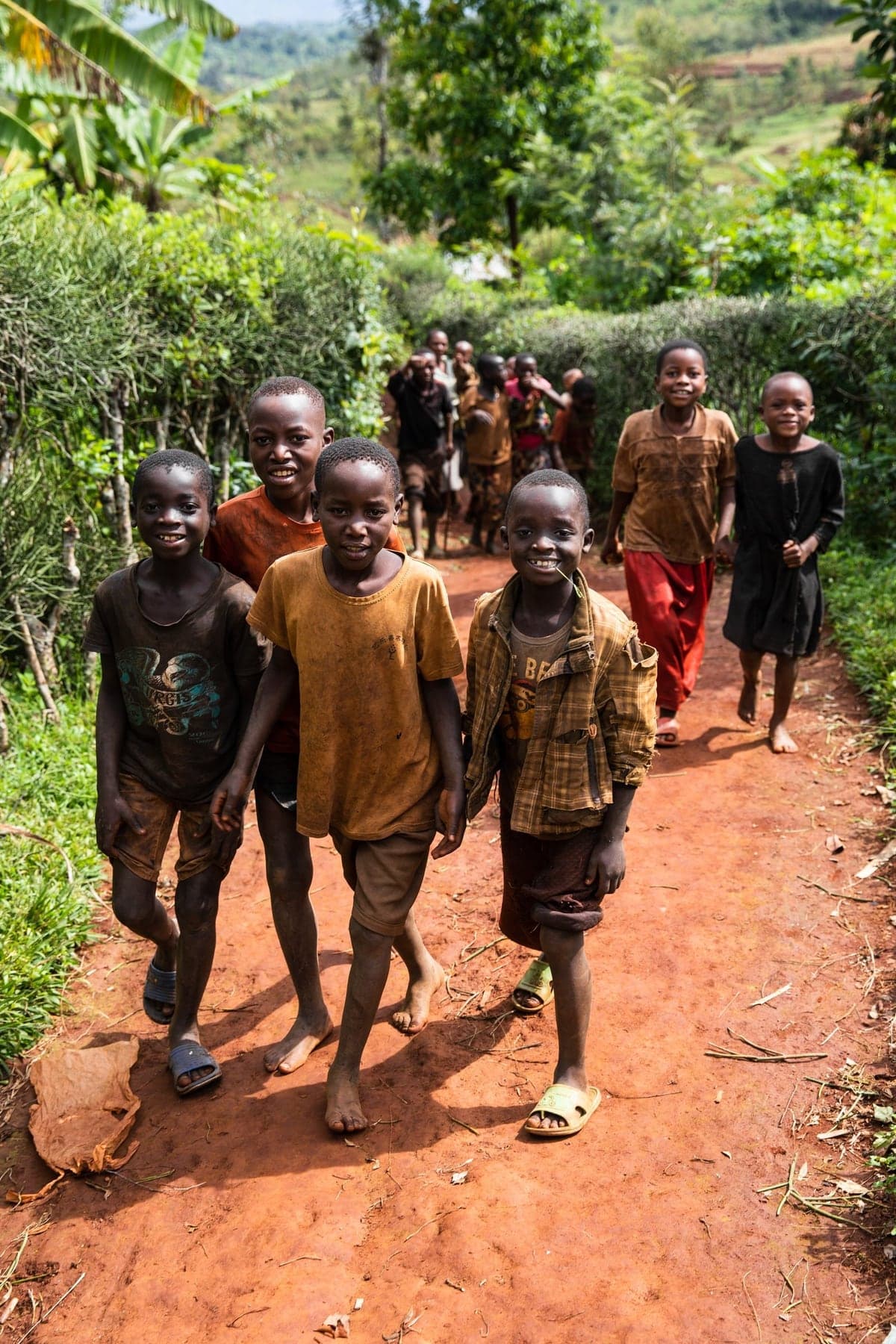 Children walking along a rural path